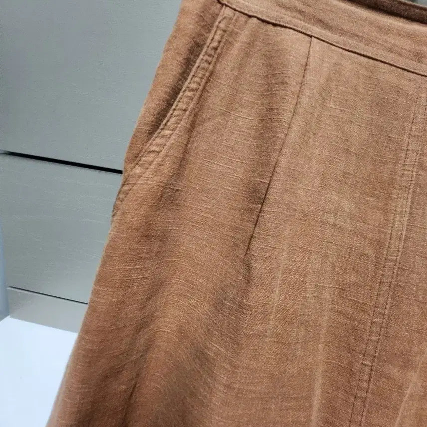 [BUNJANG] Beige Linen Midi Skirt / 베이지 린넨 미디 스커트