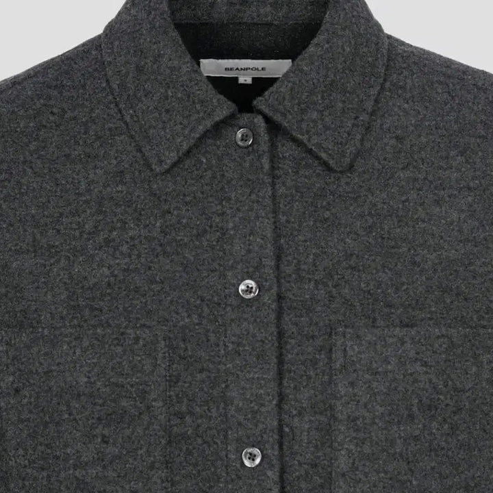 [BUNJANG] Wool Pocket Crop Shirt - Ash / 빈폴레이디스 울 포켓 크롭 셔츠 -애쉬