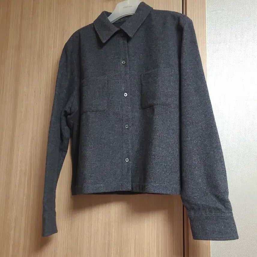 [BUNJANG] Wool Pocket Crop Shirt - Ash / 빈폴레이디스 울 포켓 크롭 셔츠 -애쉬