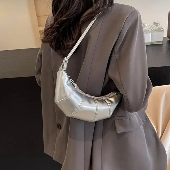 [BUNJANG] Wasan Asang Cross Shoulder Hobo Bag / 여성 크루 와상 아상 크로스 숄더 호보백 포춘 소지품 미니 반달 실버가방