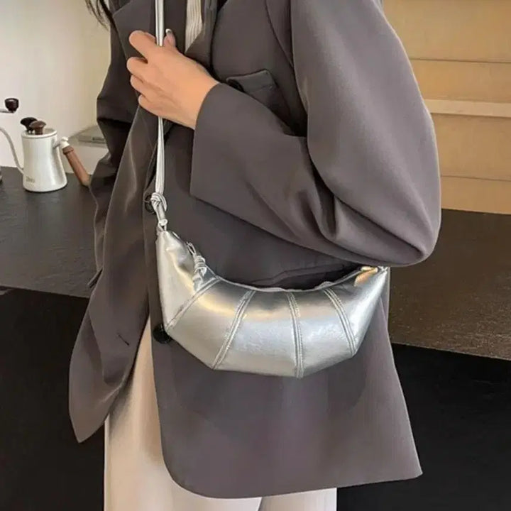 [BUNJANG] Wasan Asang Cross Shoulder Hobo Bag / 여성 크루 와상 아상 크로스 숄더 호보백 포춘 소지품 미니 반달 실버가방