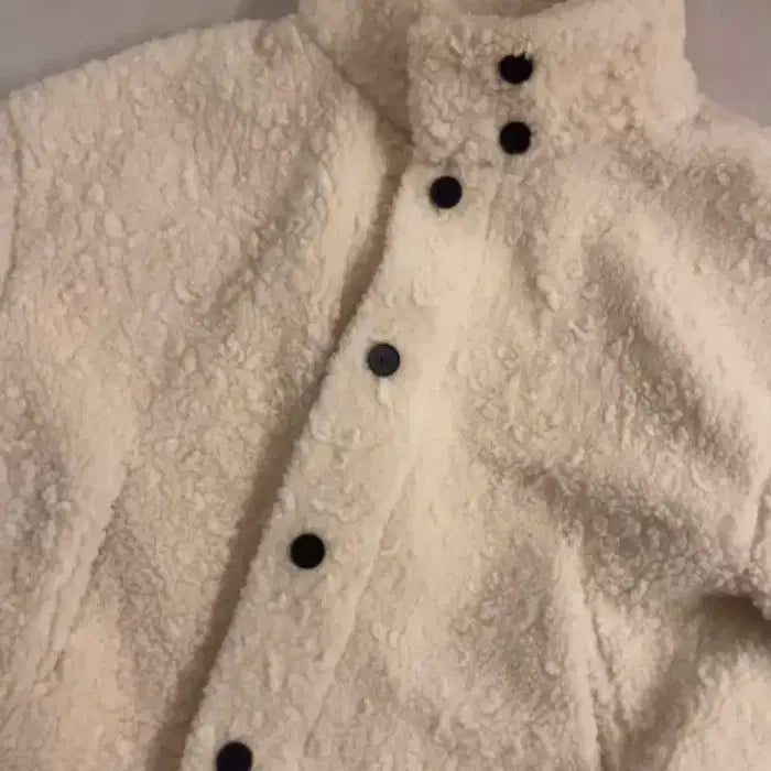 [BUNJANG] Suede Short Coat / 스웨이드 양털 퍼 코트 숏코트뽀글이단추아이보리아방양털코트 숏미디