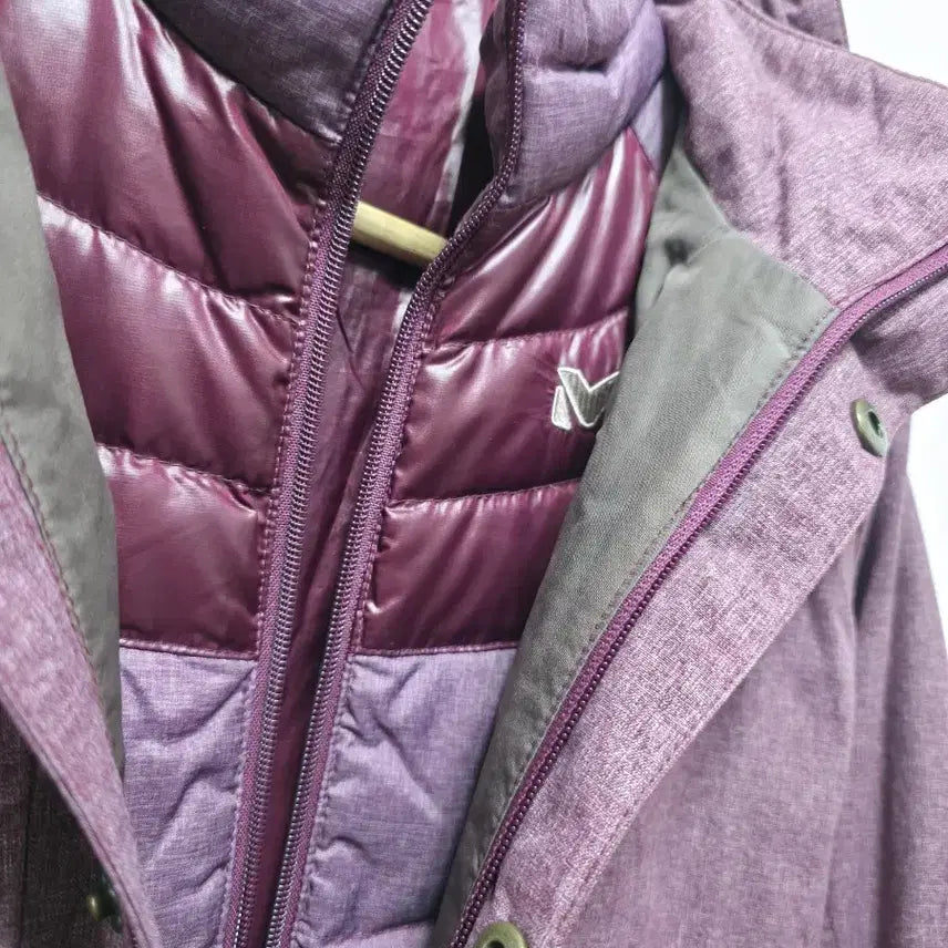 [BUNJANG] Purple Hooded Detachable Padded Jacket / 밀레 내피내장 S  퍼플 후드 탈부착 패딩 자켓