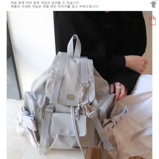 [BUNJANG] 107 Bow Backpack Light Gray / 시월 107 보우백팩 라이트 그레이