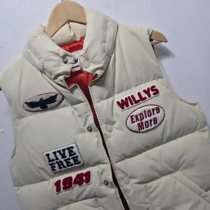 [BUNJANG] Jeep Patch Point Padded Vest Ivory S / Jeep 지프 패치 포인트 패딩 조끼 아이보리 S