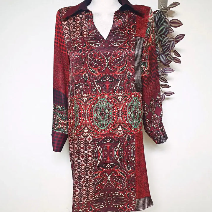 [BUNJANG] Zara Patchwork Print Mini Dress Red M / 자라 패치워크프린팅 미니원피스 66 레드 M