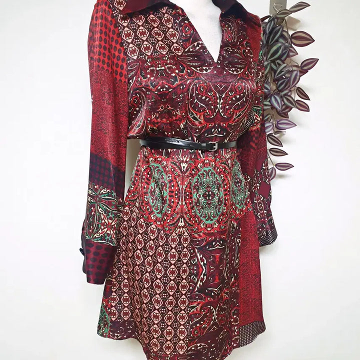 [BUNJANG] Zara Patchwork Print Mini Dress Red M / 자라 패치워크프린팅 미니원피스 66 레드 M