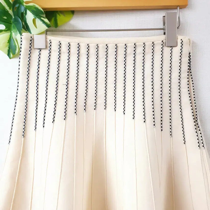 [BUNJANG] System Knit Flare Wool Skirt - Ivory (Size 55) / 한섬 시스템 니트스커트 55 플레어 울스커트 55 아이보리