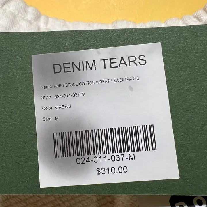[BUNJANG] Denim Tears Rhinestone Cotton Wreath Sweatpants / [M] 데님 티어스 라인스톤 잼스톤 코튼 리쓰 스웨트팬츠 오트밀