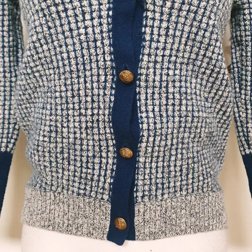 [BUNJANG] System Cashmere Angora Cardigan (Check Blue) / 한섬 시스템 캐시미어 앙고라가디건 55 66 체크블루