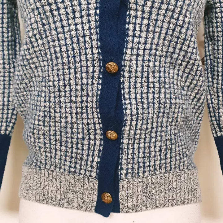 [BUNJANG] System Cashmere Angora Cardigan (Check Blue) / 한섬 시스템 캐시미어 앙고라가디건 55 66 체크블루