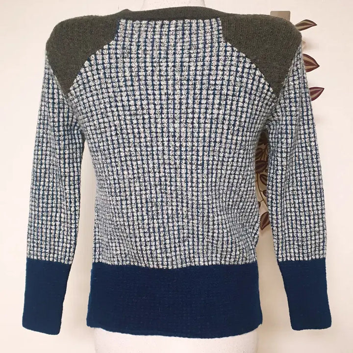 [BUNJANG] System Cashmere Angora Cardigan (Check Blue) / 한섬 시스템 캐시미어 앙고라가디건 55 66 체크블루