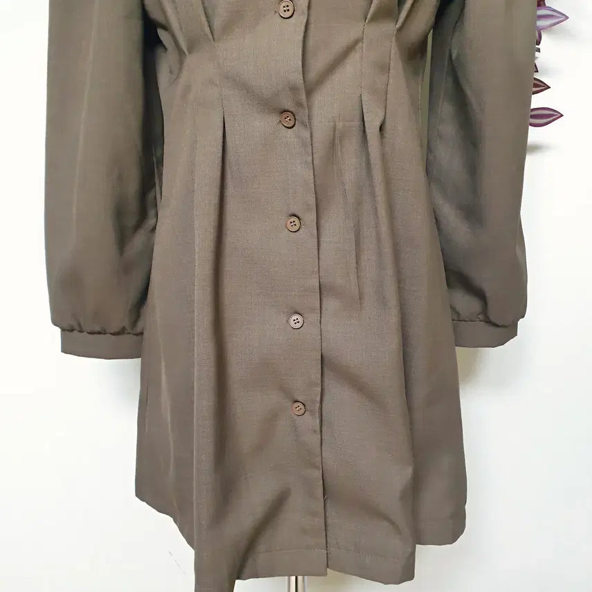 [BUNJANG] Mini Dress Dark Brown / 허리잘록 퍼프소매 미니원피스 55 66 다크브라운