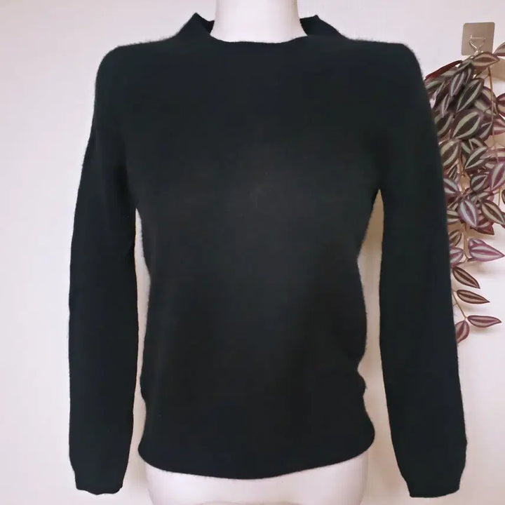 [BUNJANG] UNIT Cashmere 100% Semi-Crop Knit 55 Black / UNIT 캐시미어100% 세미크롭니트 55 블랙