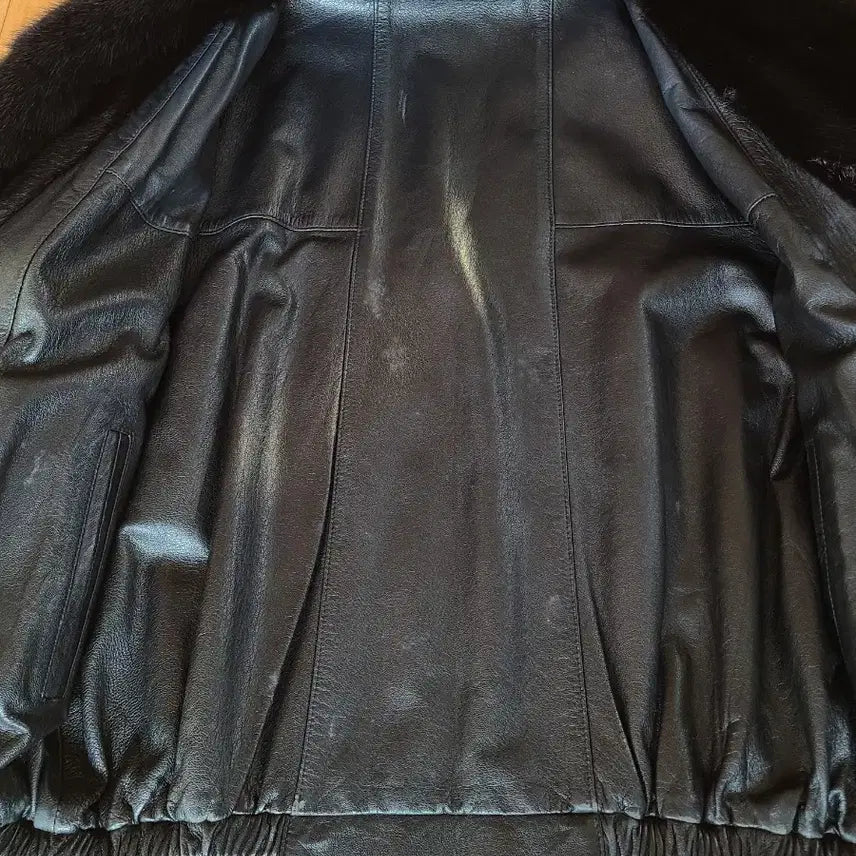 [BUNJANG] Fur Leather Jacket 95 / 모피 가죽 자켓 95