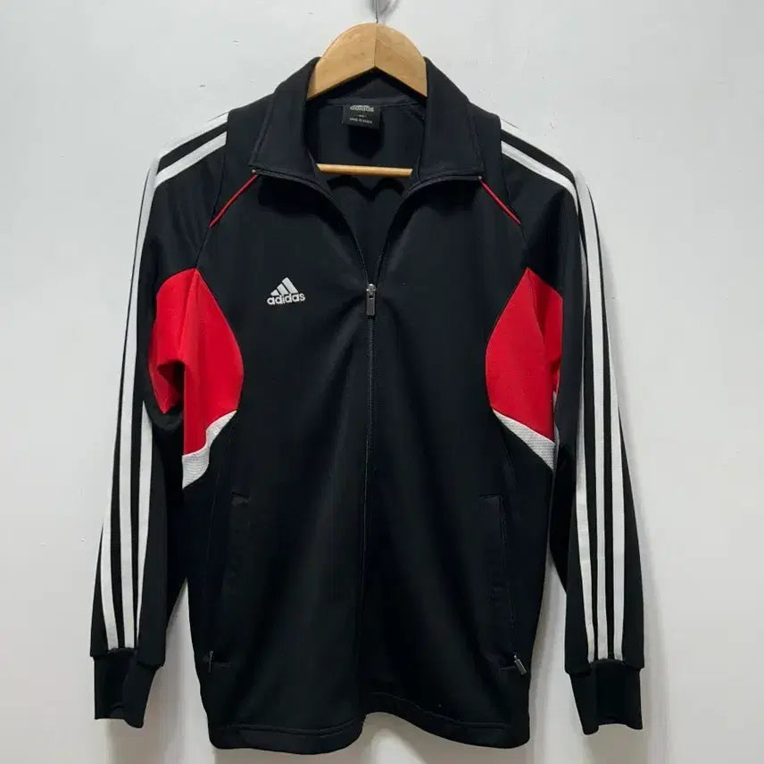 [BUNJANG] Adidas Black/Red Tri-Stripe Track Top / 아디다스 블랙/레드 삼선 트랙탑 S