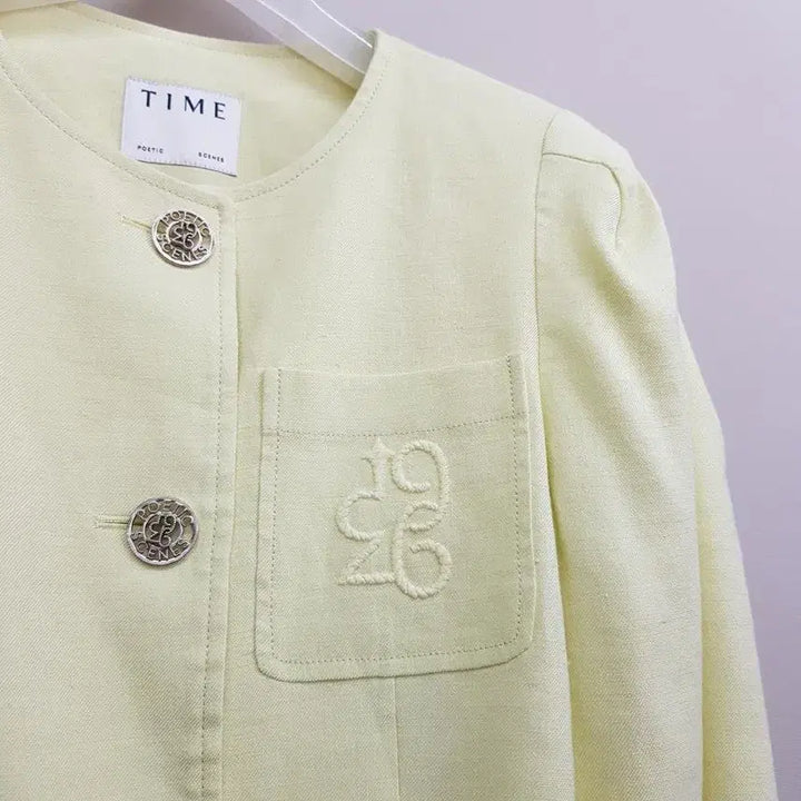[BUNJANG] Time Linen Blend Round Neck Jacket (Size F) / 한섬 타임 2022 린넨 혼방 라운드넥 자켓 F사이즈