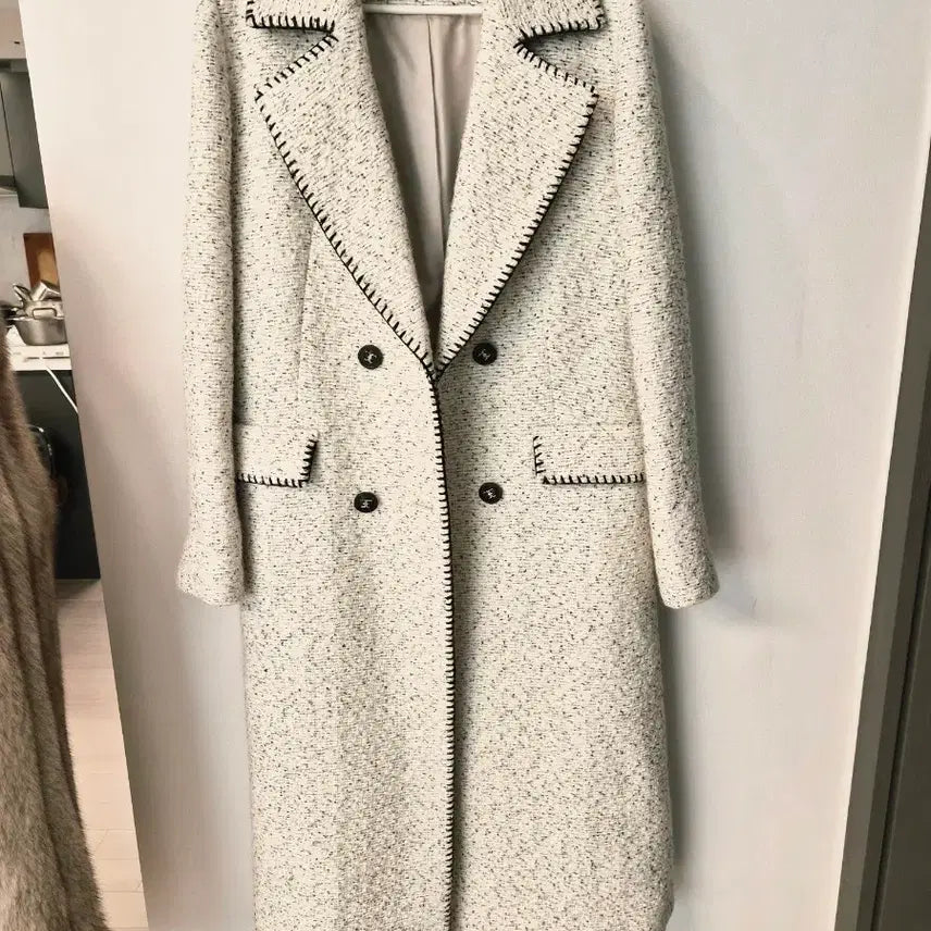 [BUNJANG] VALENCIA Tweed Stitch Long Coat / 발렌시아(VALENCIA) 트위드 스티치 롱코트