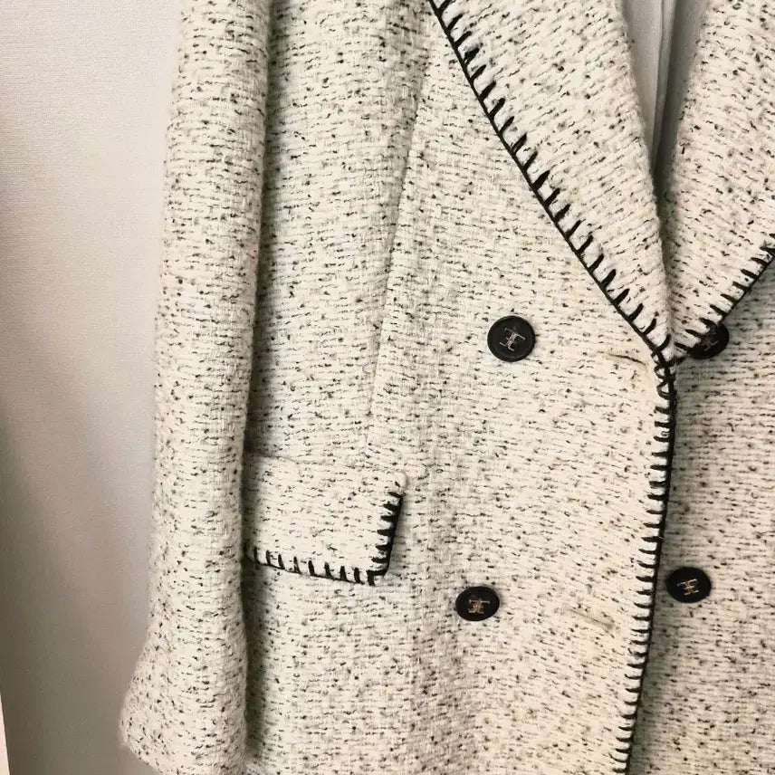 [BUNJANG] VALENCIA Tweed Stitch Long Coat / 발렌시아(VALENCIA) 트위드 스티치 롱코트