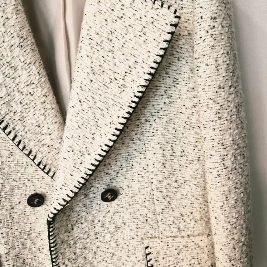 [BUNJANG] VALENCIA Tweed Stitch Long Coat / 발렌시아(VALENCIA) 트위드 스티치 롱코트