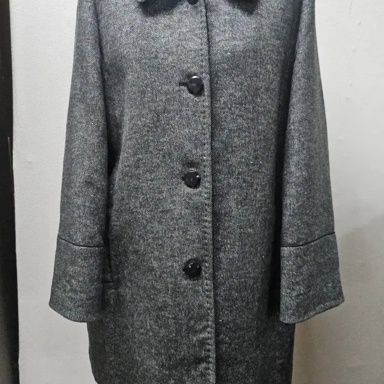 [BUNJANG] HAUTE Herringbone Half Wool Coat L / HAUTE 헤링본 하프 울 코트 L