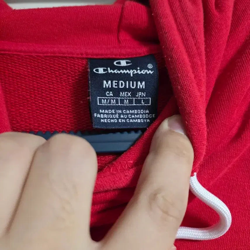 [BUNJANG] Champion Red Hoodie / 챔피온 빨간색 후드티