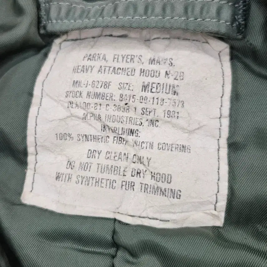 [BUNJANG] Alpha Industries N2B Jacket (Size M) / [최종할인] 80' 오리지널 N2B 알파인더스트리 M 102사이즈감