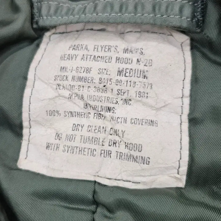 [BUNJANG] Alpha Industries N2B Jacket (Size M) / [최종할인] 80' 오리지널 N2B 알파인더스트리 M 102사이즈감