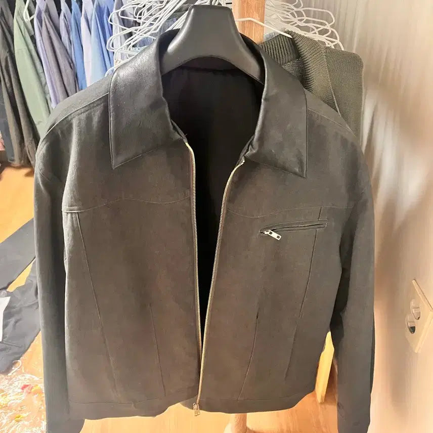 [BUNJANG] Drawfit XL Leather Collar Jacket / 드로우핏 레더 카라 자켓 xl