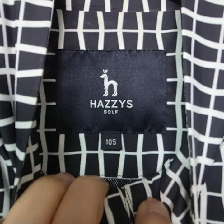 [BUNJANG] Hazzys Navy Check Pattern Windbreaker Jacket (105) / 헤지스 네이비 체크 패턴 바람막이 점퍼  사이즈 105 춘추용 여름까지