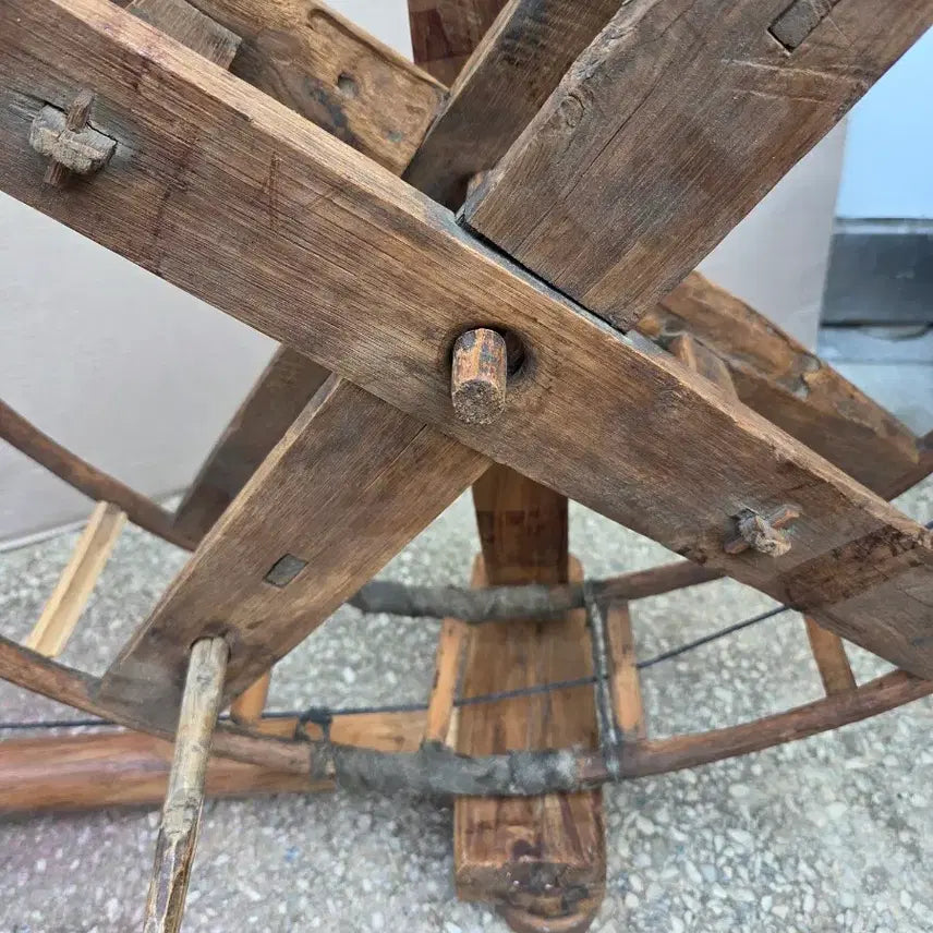 [BUNJANG] Antique Wooden Wheel Decorative Prop / 나무 물레 골동품 수공예 장식 소품