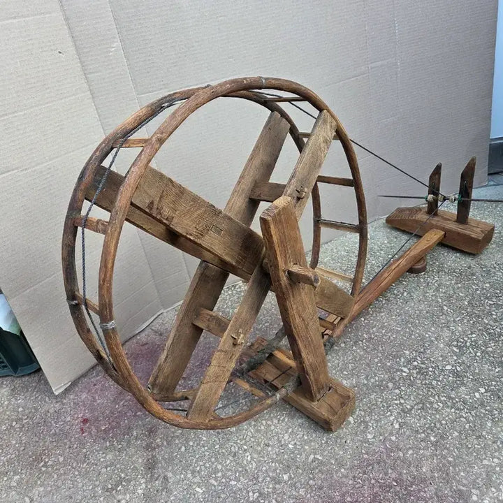 [BUNJANG] Antique Wooden Wheel Decorative Prop / 나무 물레 골동품 수공예 장식 소품