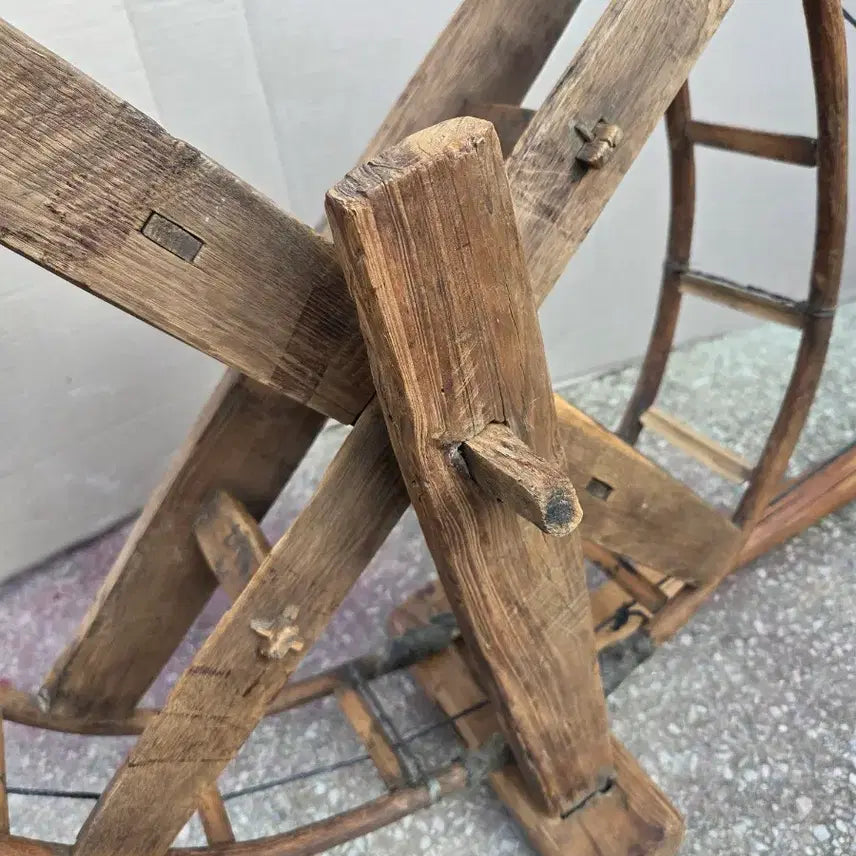 [BUNJANG] Antique Wooden Wheel Decorative Prop / 나무 물레 골동품 수공예 장식 소품