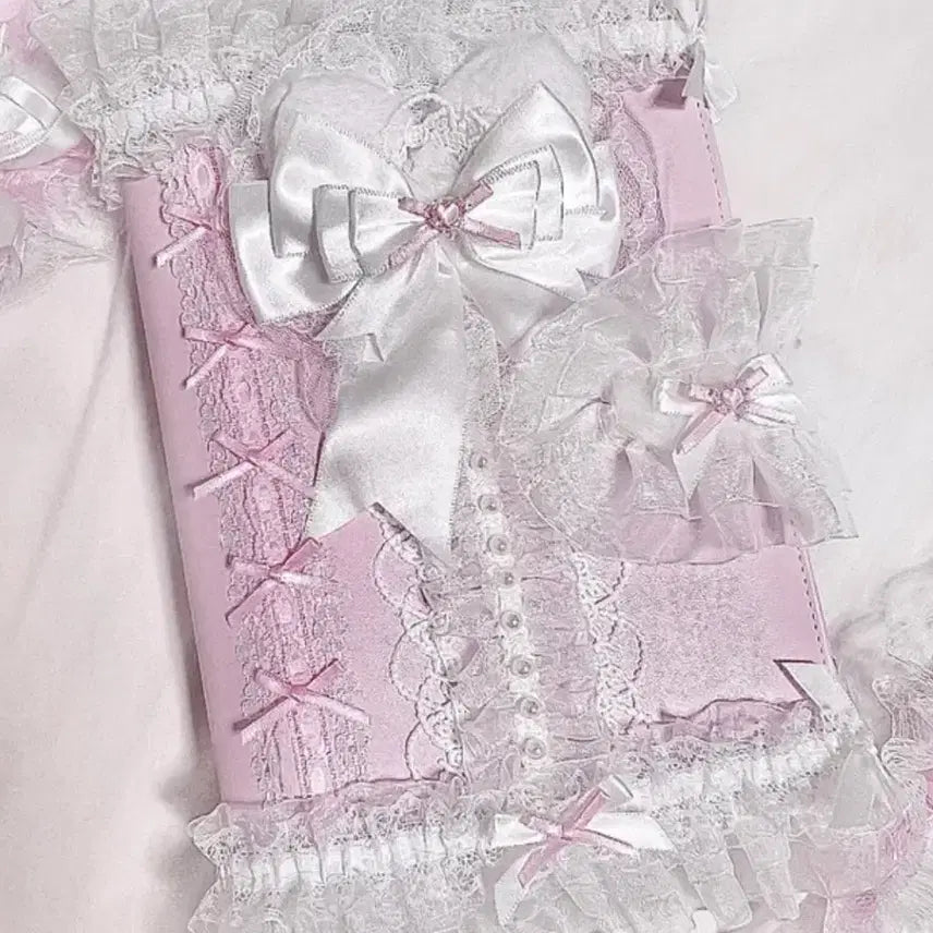[BUNJANG] A5 Lace Ribbon Binder Toploader / A5 6공 레이스 리본 바인더 다이어리 다꾸 포카 아이돌 덕질 탑로더