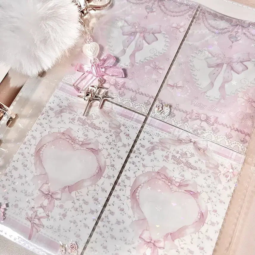 [BUNJANG] A5 Lace Ribbon Binder Toploader / A5 6공 레이스 리본 바인더 다이어리 다꾸 포카 아이돌 덕질 탑로더