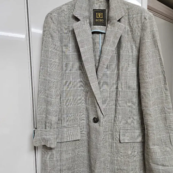 [BUNJANG] BCBG Check Linen Jacket (Size 66) / bcbg 마 체크 자켓 66사이즈
