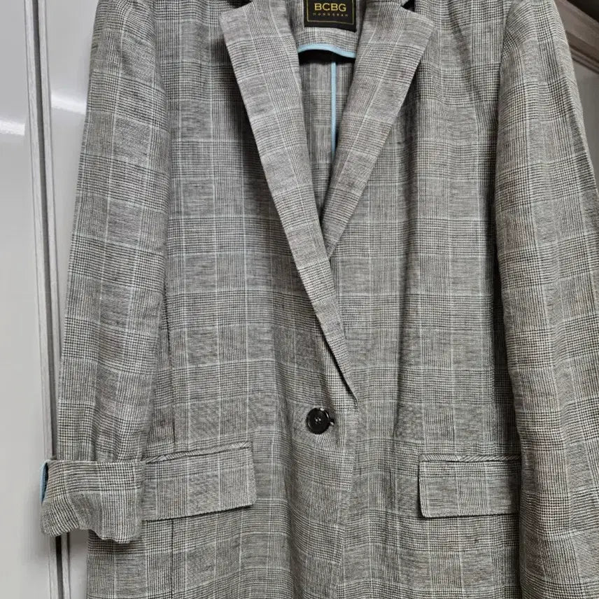 [BUNJANG] BCBG Check Linen Jacket (Size 66) / bcbg 마 체크 자켓 66사이즈