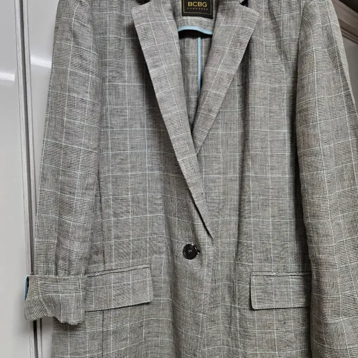 [BUNJANG] BCBG Check Linen Jacket (Size 66) / bcbg 마 체크 자켓 66사이즈