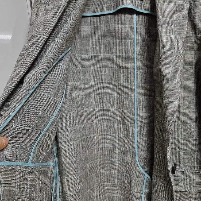 [BUNJANG] BCBG Check Linen Jacket (Size 66) / bcbg 마 체크 자켓 66사이즈