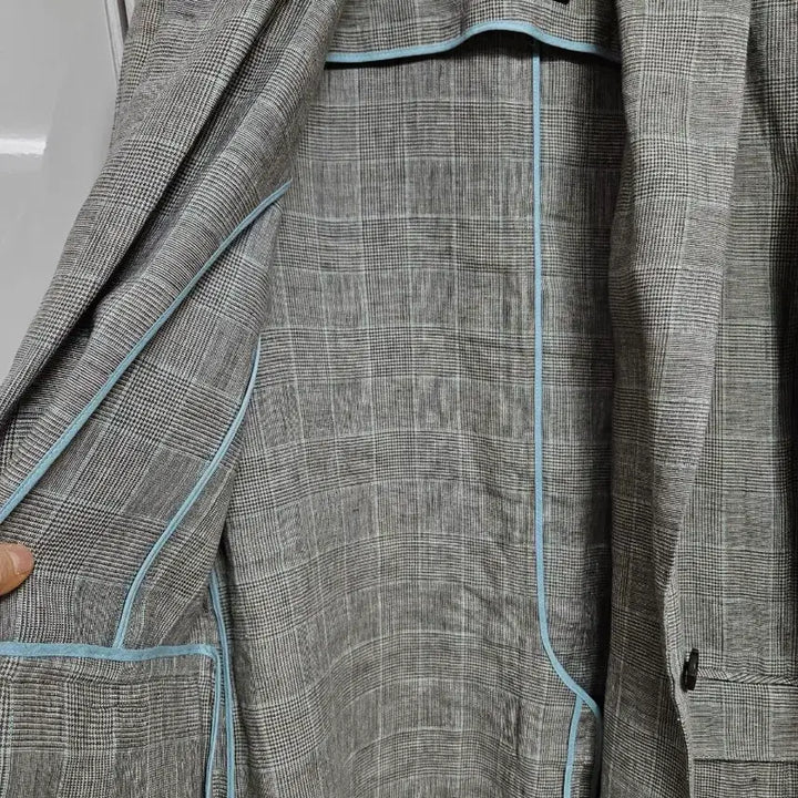 [BUNJANG] BCBG Check Linen Jacket (Size 66) / bcbg 마 체크 자켓 66사이즈