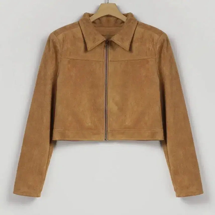 [BUNJANG] Twit Kidman Suede Crop Jacket / 트위 키드먼 스웨이드 카라 크롭자켓