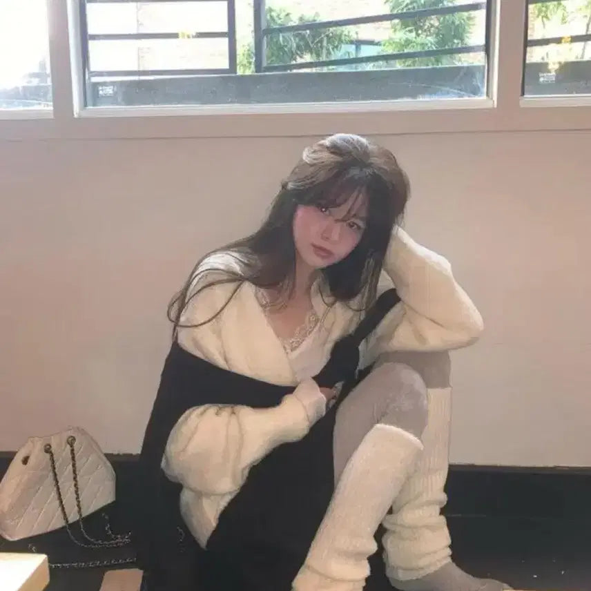 [BUNJANG] Modo Boucle Cardigan + Boucle Leg Warmer Set - Ivory / 새상품) modo 모도 부클 가디건 + 부클 레그워머 세트 아이보리