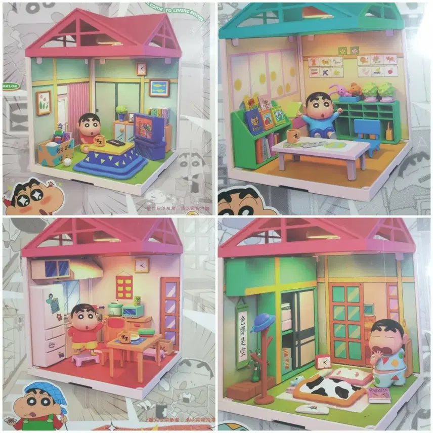 [BUNJANG] Crayon Shin-chan Assembled House Figure Set / 짱구 조립하우스 피규어 4종 풀세트(할인중)
