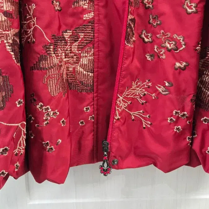 [BUNJANG] SISTEMAX Red Flower Embroidered Coat / 시스막스 레드 플라워 자수 코트