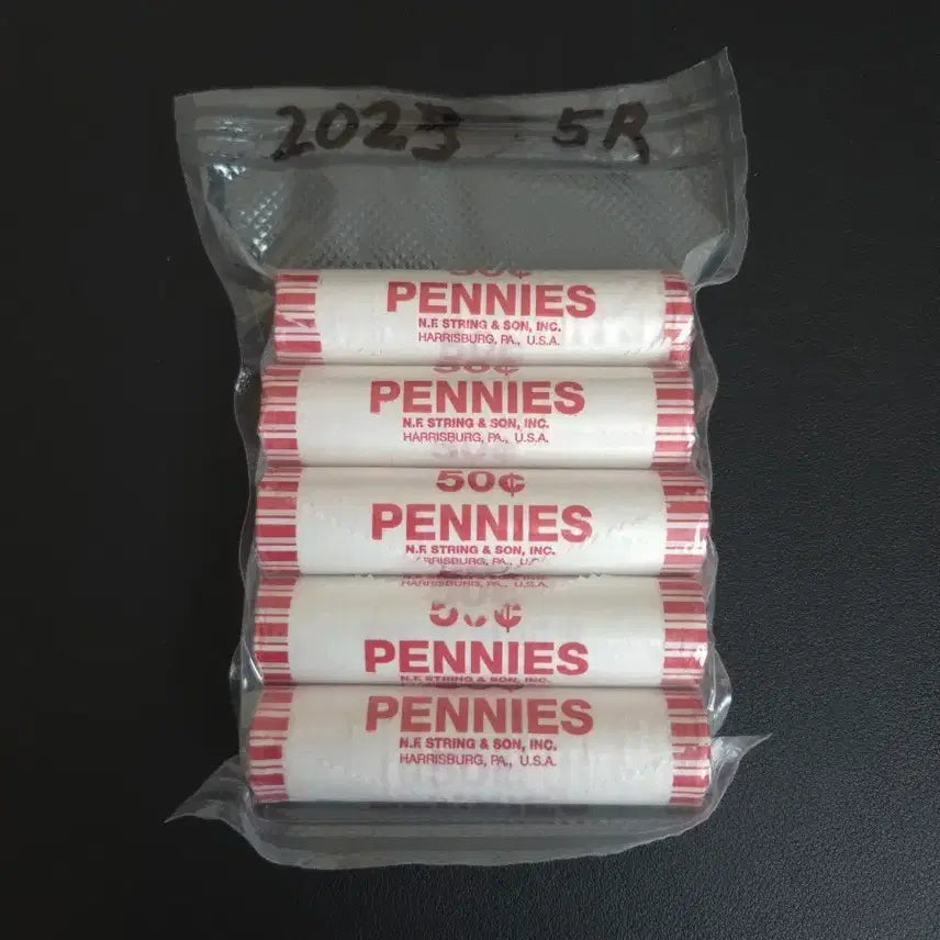 [BUNJANG] Rare 2023 US Lincoln Cent Uncirculated Coin Collection (Set of 5) / 미국 단종됀 2023년1센트롤 5개모두 미사용 희귀동전수집용