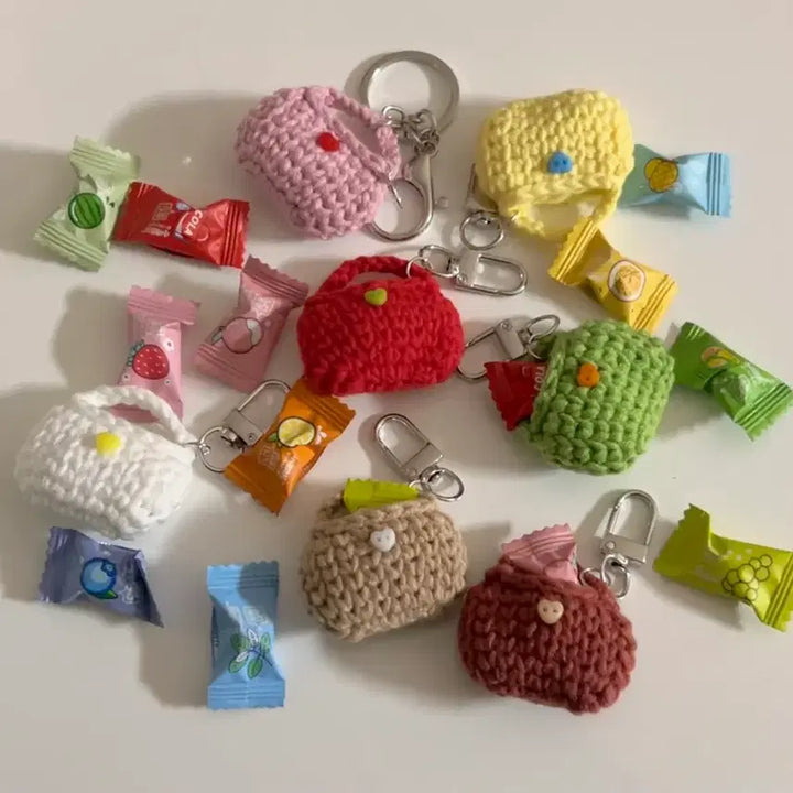 [BUNJANG] Handmade Mini Tote Bag Keychain with Xiaokeola Candy / [핸드메이드] 미니 토트백 키링 (+샤오커오라 캔디 1개)