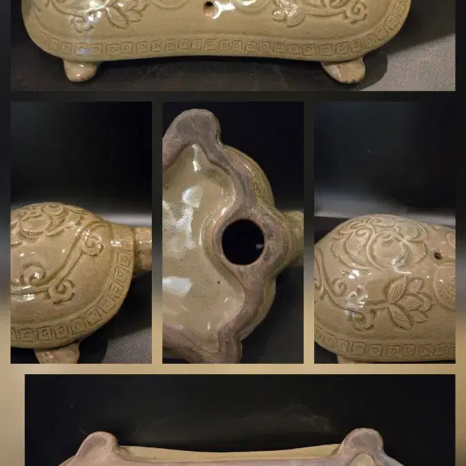 [BUNJANG] Celadon Porcelain Turtle Pillow with Inlaid Peony Design / 청자 상감 모란문 거북 베개