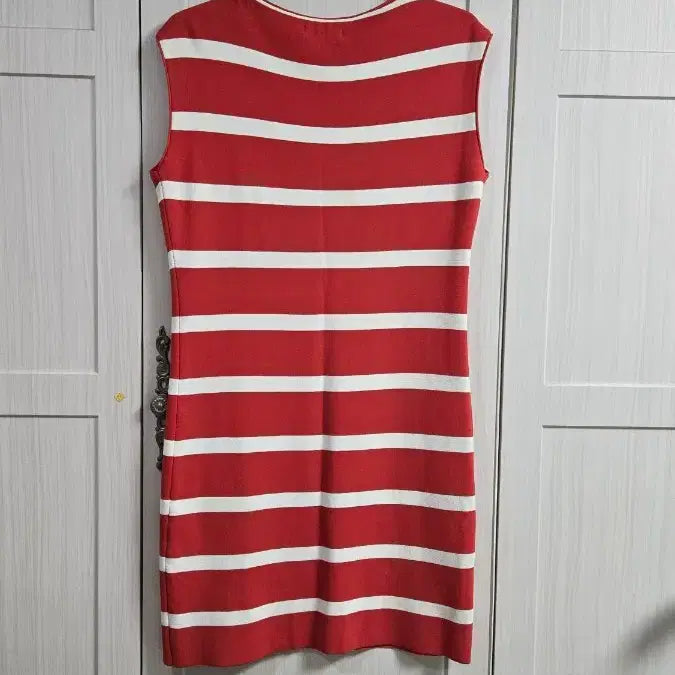 [BUNJANG] S. Sollegeia Red Stripe Sleeveless Dress / 에스 쏠레지아 레드 스트라이프 민소매 원피스