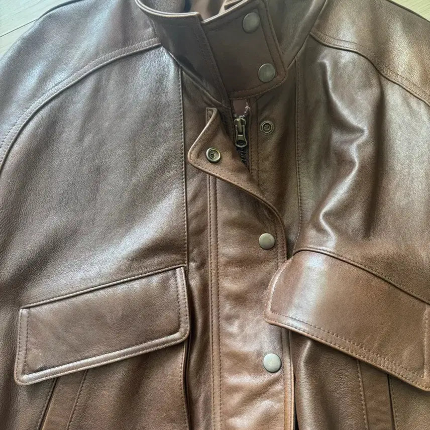 [BUNJANG] Vintage Italian High Neck Leather Blouson / 이태리 빈티지 하이넥 가죽블루종