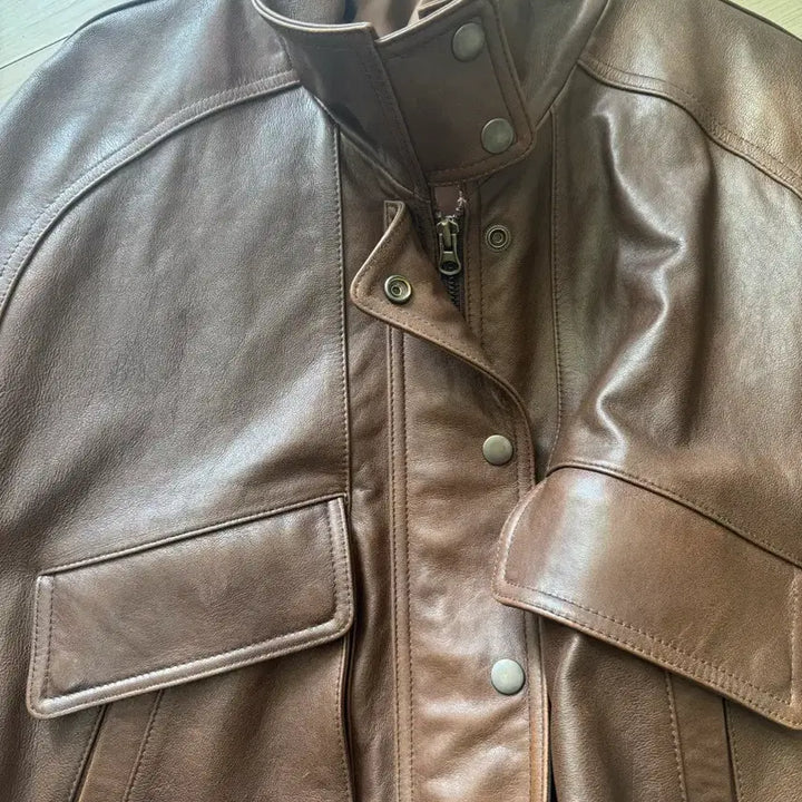 [BUNJANG] Vintage Italian High Neck Leather Blouson / 이태리 빈티지 하이넥 가죽블루종